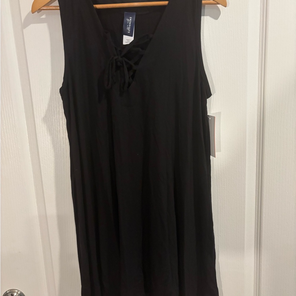 Swimsuits For All Black Lace-Up Swimsuit
